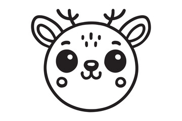 Cute cartoon reindeer face line art