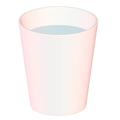 水が入った白いコップの3Dイラスト