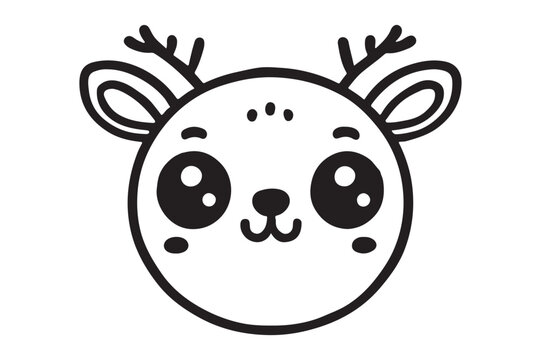 recommend clip art: Cute cartoon reindeer face line art