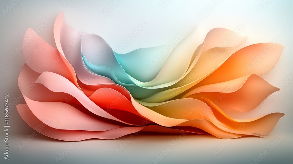 Poster enchanting abstract design displaying a serene iridescent wavy composition shimmering with a mesmeri