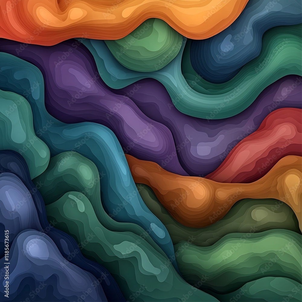 Poster intricate and dynamic abstract data visualization showcasing a topographic rainfall map with mesmeri