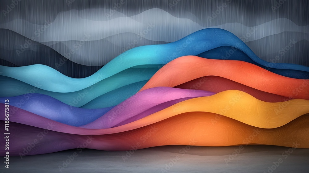 Poster captivating and mesmerizing fluid rainfall map with detailed topographic visualization of swirling w
