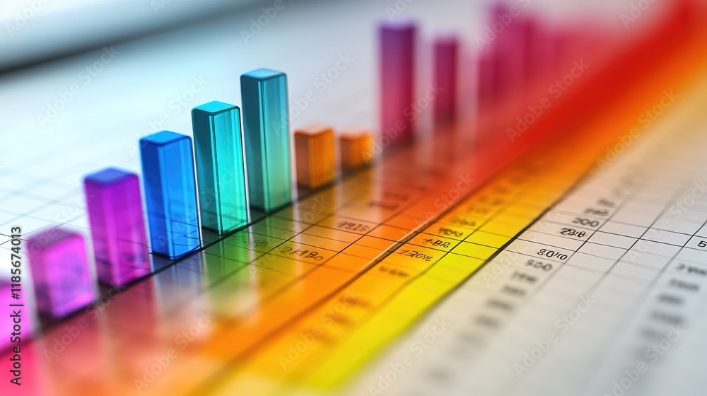 Poster a striking d bar chart illustrating demographic data, with colorful bars and clear shadows, creating