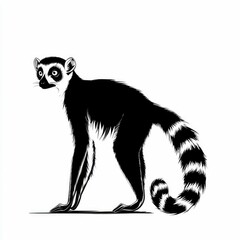 Obraz premium Ringtailed Lemur: Elegant Black and White Silhouette, Madagascar Wildlife