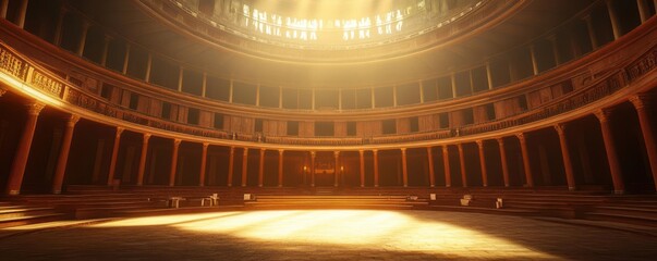 Obraz premium Ancient amphitheater, dramatic lighting, 3D illustration