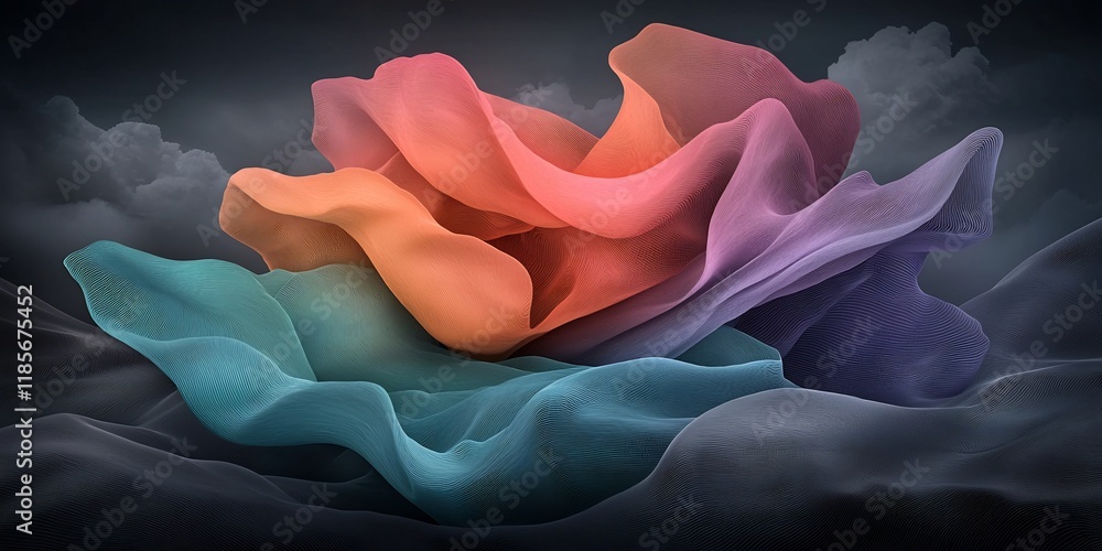 Poster captivating fluid rainfall map with complex topographic contours vivid color spectrum and generative