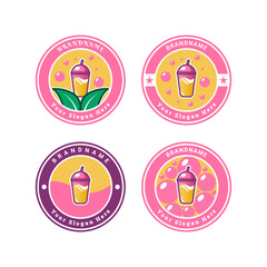 set design branding ilustration logo for drink with vintage style