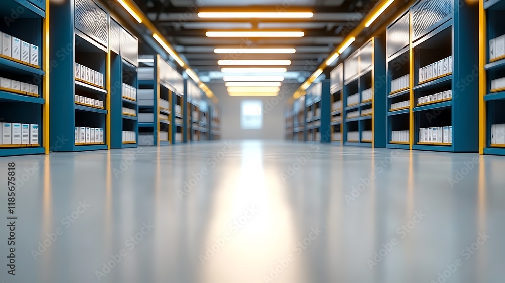 Poster futuristic smart storage room with holographic labels and automated data management system a high te