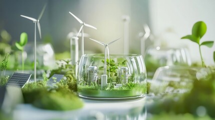 Sustainable urban development eco-friendly city model landscape green environment aerial view future living concepts