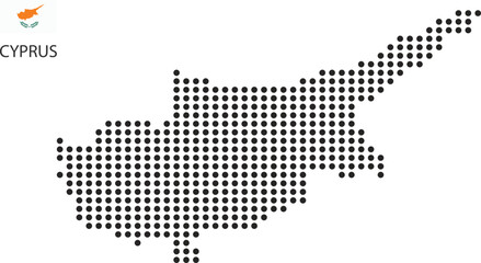 Cyprus black dotted map with its country flag detailed map