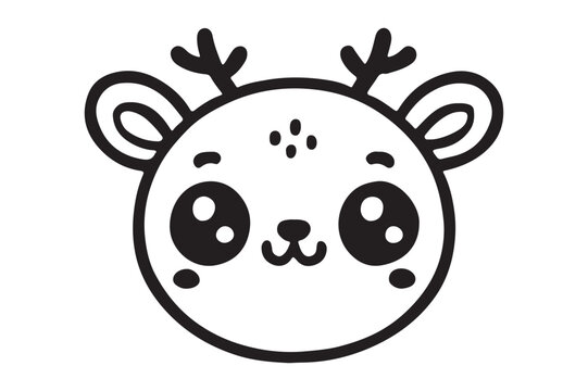 recommend clip art: Cute cartoon reindeer face line art