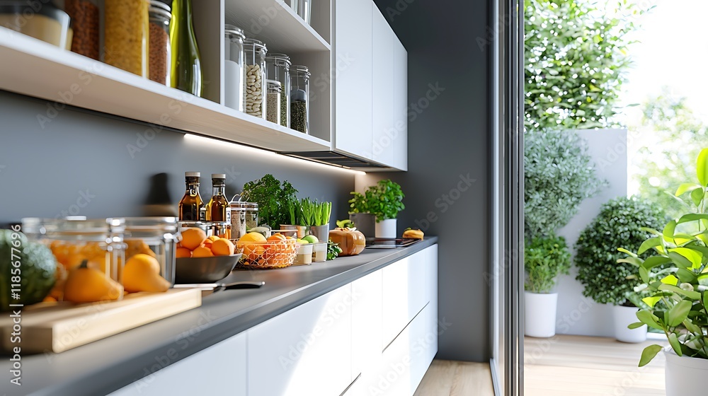Poster organized and pantry with pull out drawers and adjustable shelving units allowing for efficient stor