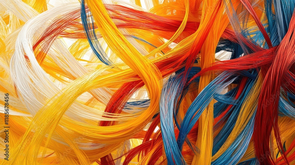 Poster A vibrant abstract composition featuring colorful, intertwining lines creating a dynamic and energetic visual effect, perfect for modern design themes.