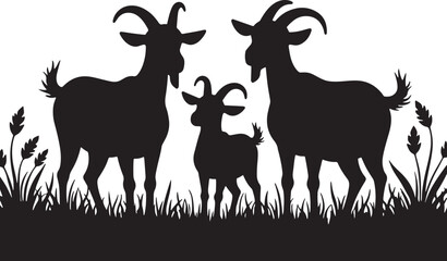Set of Goat Vector Silhouette  Design icon illustration isolated on white background