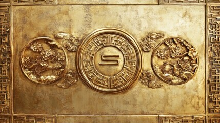Ancient symbolic artwork historical site decorative wall cultural heritage close-up view art and history intersection