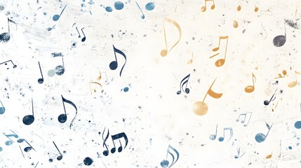 Abstract Musical Notes Scattered Background Design