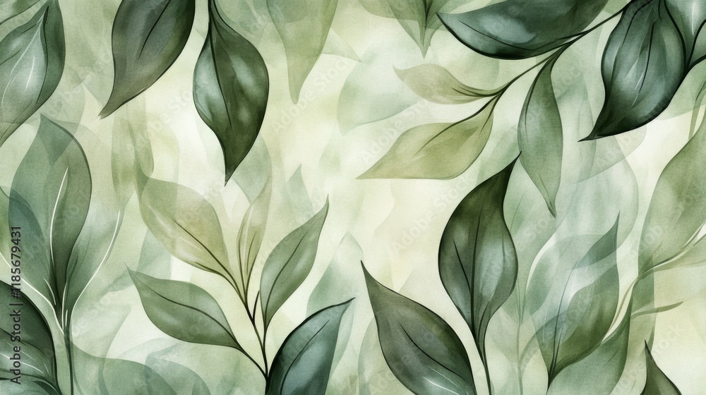 Aufkleber lush greenery and leaf patterns nature background botanical art serene environment close-up view nat