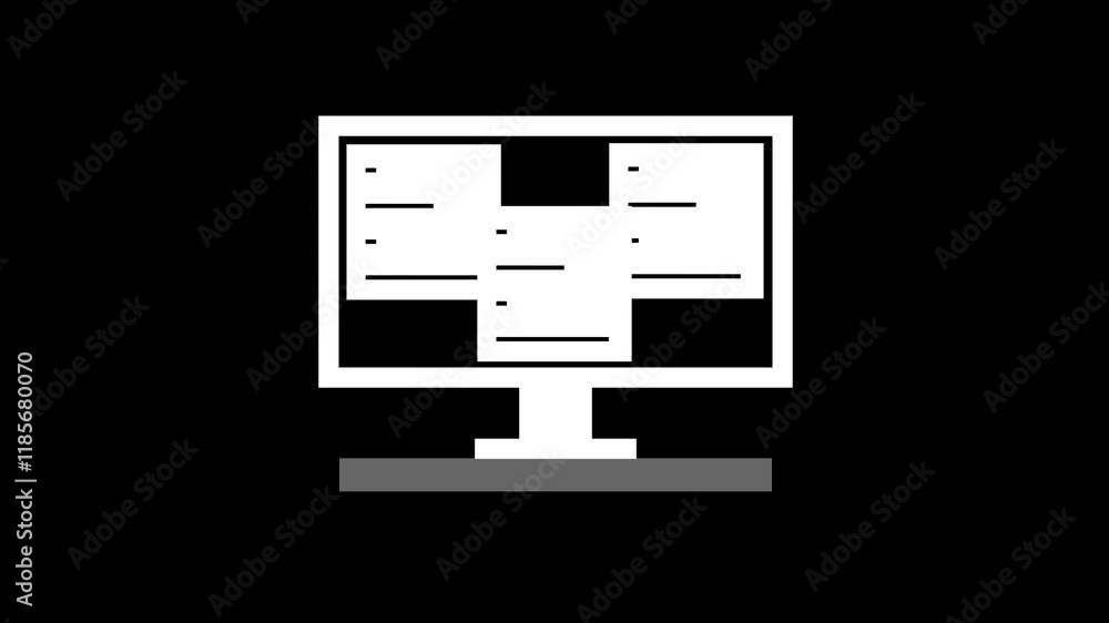 Poster data icon computer monitor with blue files hovering nearby,digital organization or technology concep