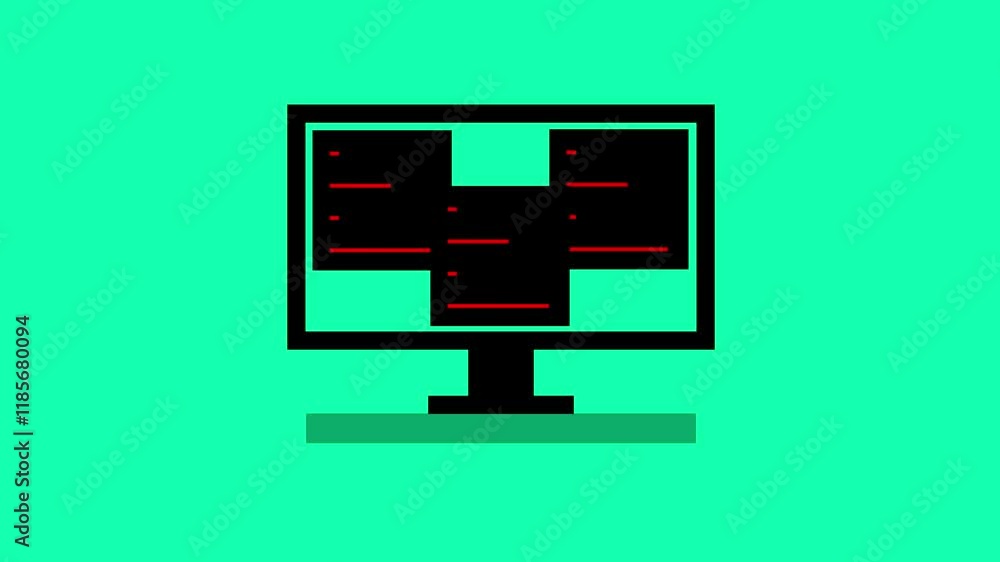 Poster data icon computer monitor with blue files hovering nearby,digital organization or technology concep