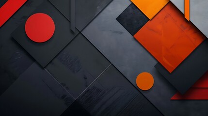 Bold geometric shapes on a dark grey background, with a mockup on the side. full ultra hd, high resolution