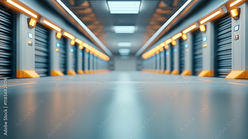 Poster highly automated high tech storage room with efficient inventory tracking system modern minimalist i