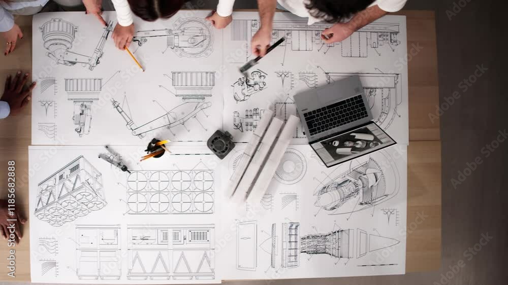 Poster mechanical part design blueprint