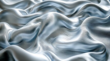 Obraz premium Silver Fabric Textures: Abstract Waves and Shiny Drapery Background