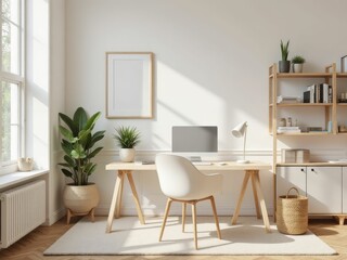 Bright Minimalist Home Office Workspace Design