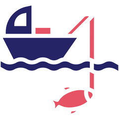 Boat Fishing vector icon illustration of Fishing iconset.