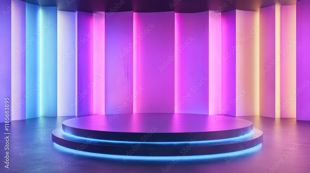 Aufkleber d holographic display with abstract shapes and digital grids, representing futuristic smart technolo