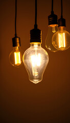 Old and new light bulbs. Energy saving concept, dreamy atmosphere, with white tones