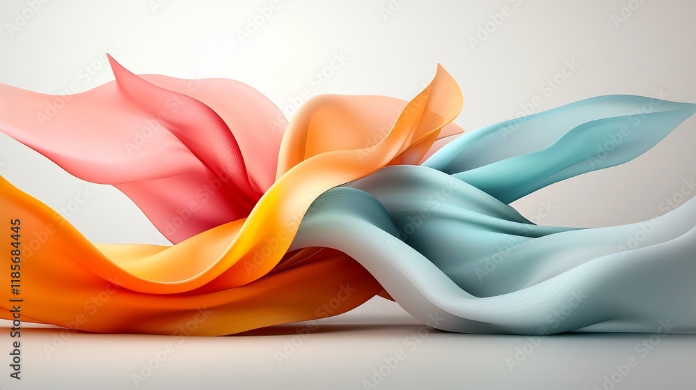 Poster exquisite abstract image centering around a shimmering iridescent wavy motif ethereal and mesmerizin