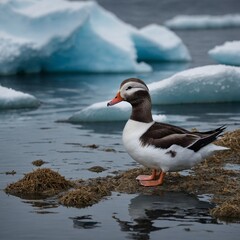 Design a puzzle featuring a Long-tailed Duck and its Arctic habitat.