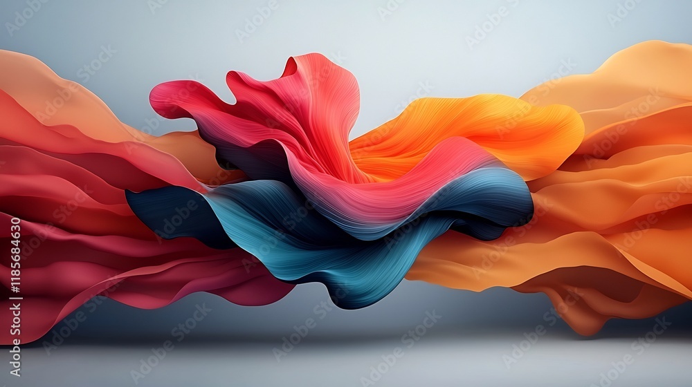 Poster captivating iridescent flow vibrant undulating abstract art showcasing pulsating otherworldly shapes