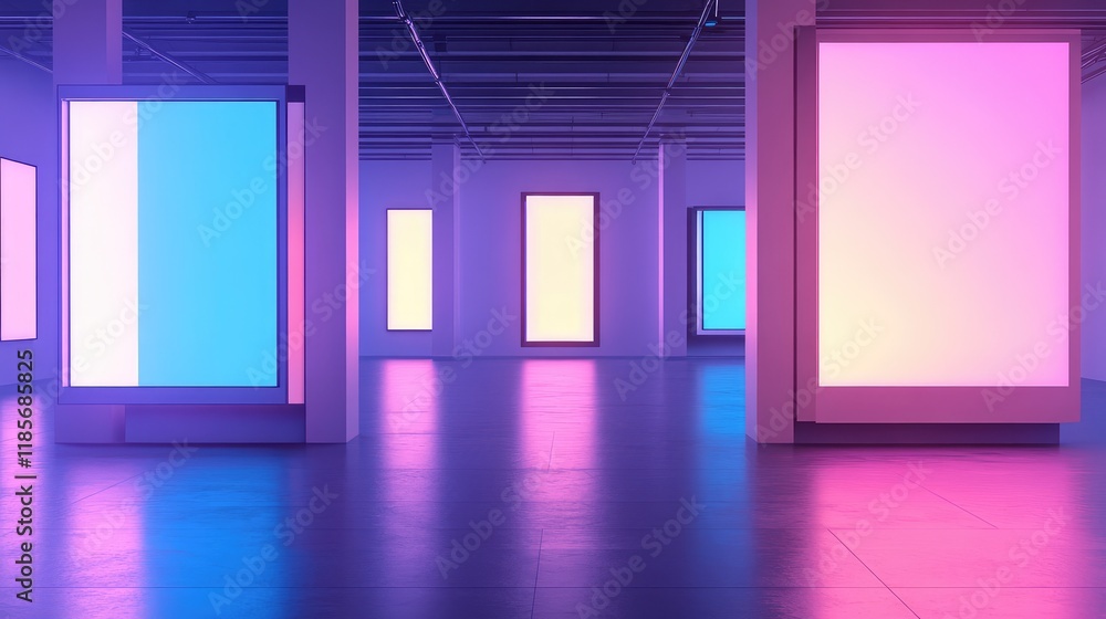Poster a conceptual image of a smart lighting hub controlling multiple devices, glowing softly in a clean r