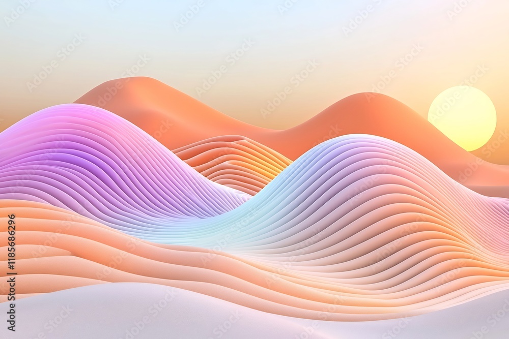 Aufkleber captivating abstract landscape with hypnotic undulating topographical patterns prismatic chromatic p