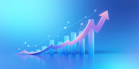 Progressive Growth Bar Graph" Stylized Graphic with Blue and Pink Palette, Ideal for Data Visualization and Business Success Themes