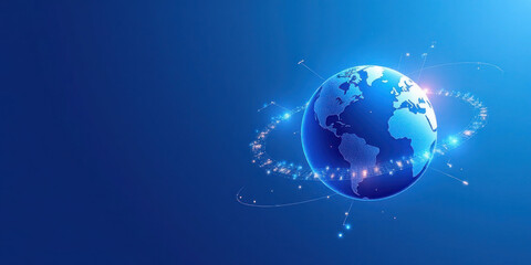 Tech-Connected Earth" Digital Art with Layered Transparency and Circuit Patterns, Ideal for Innovation and Environmental Themes