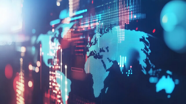 Global technology map with digital code and network connections - Powered by Adobe