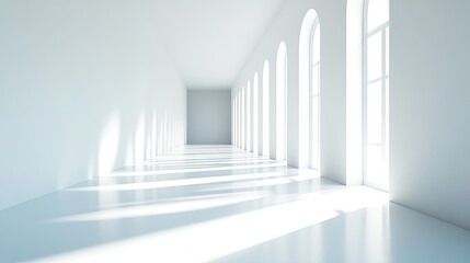 A 3D rendered wide white background. -