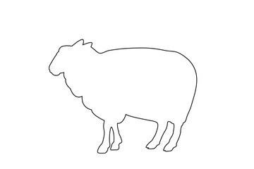 A silhouette of sheep and lamb farm animals vector illustration icon isolated on white background. sheep and lamb line art.