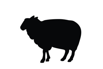 A silhouette of sheep and lamb farm animals vector illustration icon isolated on white background. sheep and lamb line art.