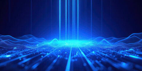 Futuristic Ethereal Business Scene with Neon Lines and Mesh Network, Ideal for Tech, Innovation, and Connectivity Concepts in Corporate Presentations and Websites