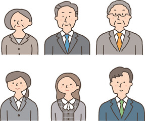 スーツを着た男女のイラストセット