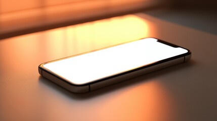 A modern health app interface glowing on a sleek smartphone, placed on a minimalist table with soft lighting and blank space