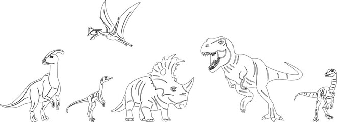 set dinosaurs sketch, vector collection