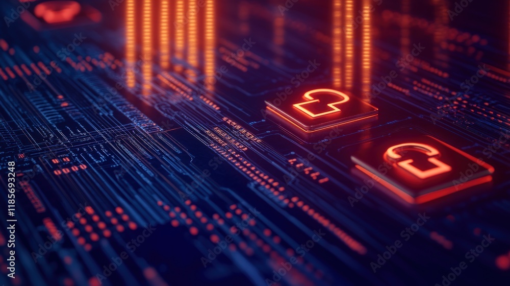 Poster cybersecurity: digital locks and data protection in the network