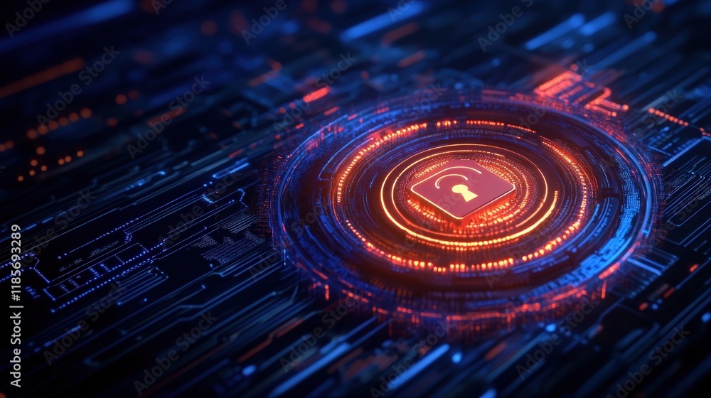 Aufkleber cybersecurity: digital locks and data protection in the network