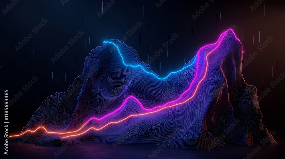 Poster breathtaking and captivating fluid rainfall pattern topographic visualization of detailed meteorolog