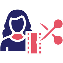 Film Editor Female vector icon illustration of Filmmaking iconset.